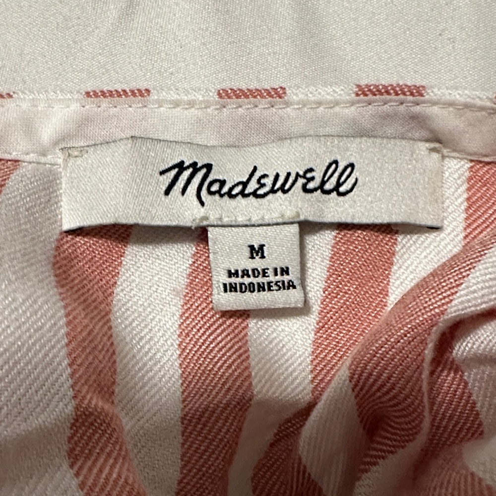 Madewell Pink and Cream Striped Peplum Blouse - Picture 2 of 3